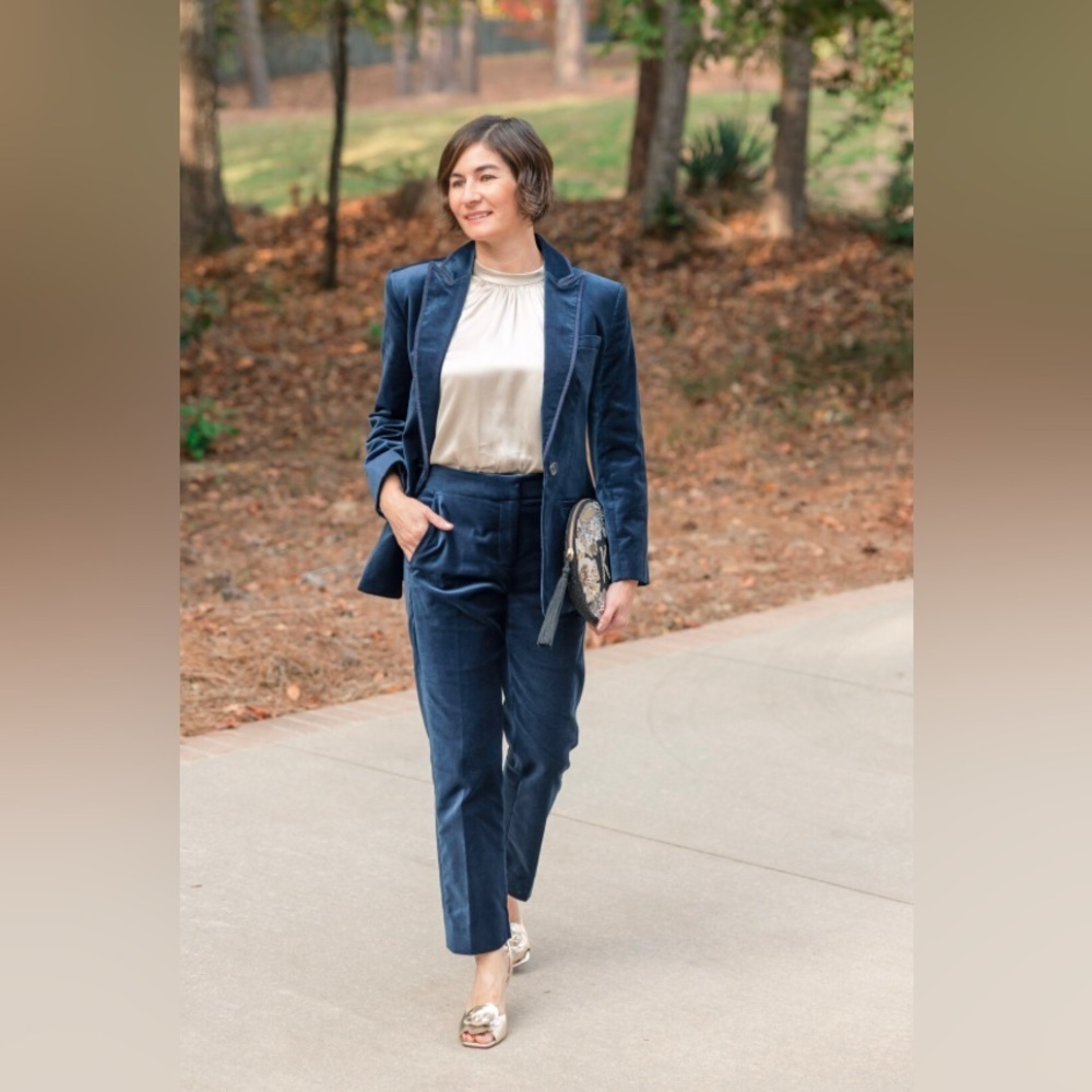 NWT J. Crew Blue Velvet Kate Pants Size 2 Tall